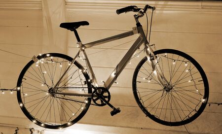 Bike hanging on the wall.の写真素材