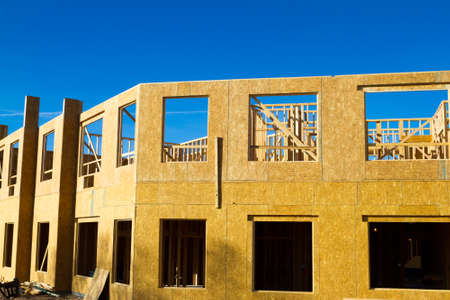 Residential apartment, condominium construction using particle board OSBの写真素材