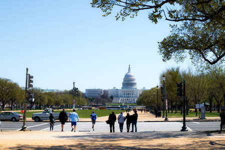 Washington, DC, USA – April 1, 2019: Washington Mall with Capitol Building in background.Capitol...