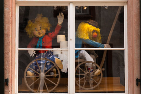 Basel, Switzerland - February 21. Carnival window decoration