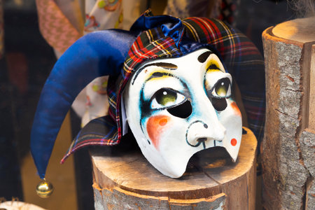 Basel, Switzerland - February 21. Close-up of a single carnival maskの写真素材
