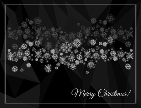 Merry Christmas greeting card. Abstract polygon background with snowflakes. Vector illustrationのイラスト素材