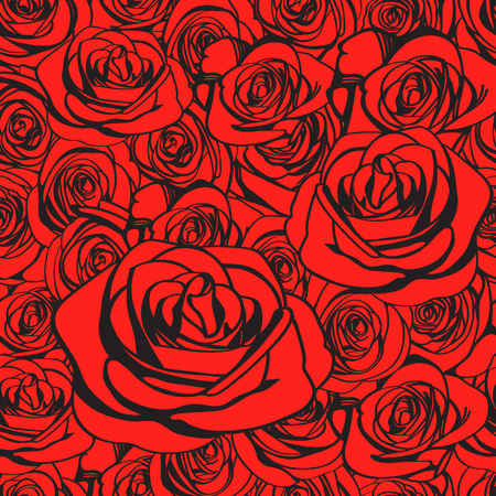 Red roses seamless pattern. Abstract flowers vintage background texture.のイラスト素材