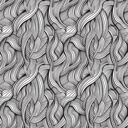 Abstract doodle monochrome seamless pattern background. Sketch haired texture. Vector line  illustrationのイラスト素材