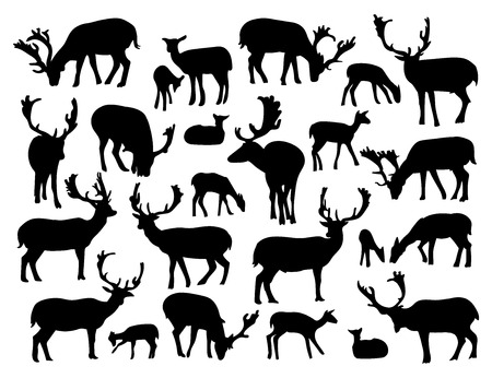 Noble deer silhouettes setのイラスト素材