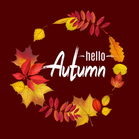 Hello Autumn lettering templateのイラスト素材