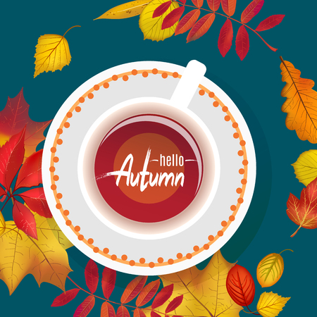 Hello Autumn lettering templateのイラスト素材