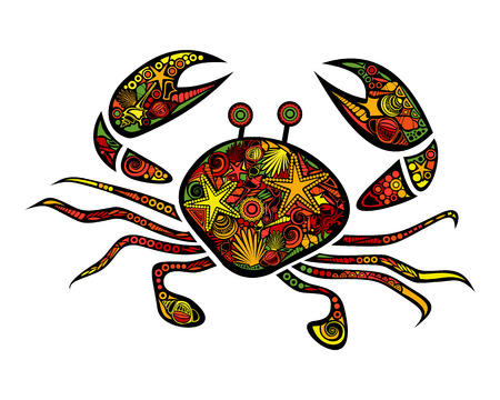 Bright ornamental crab pattern.のイラスト素材