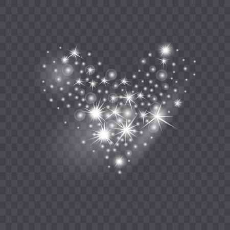Shining heart from glittering stars and sparkles isolated on transparent background. Symbol of love. Vector illustration for Valentines day designのイラスト素材