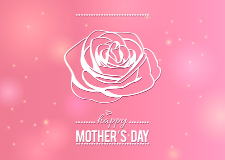 Happy Mother's day greeting card with outline rose on beauty pink light background.のイラスト素材