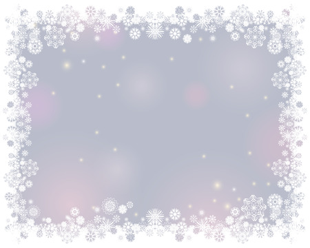 Snow white frame on a blurry light gray background. Abstract winter background for your Merry Christmas and Happy New Year frame design. Vector illustrationのイラスト素材