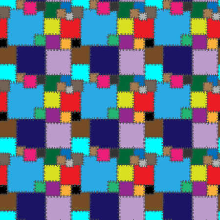 Retro bright seamless pattern from patches. Vector flap or rag creative design illustration for rustic countryside template illustrationのイラスト素材