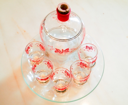 Tea set glass flower paint.の写真素材