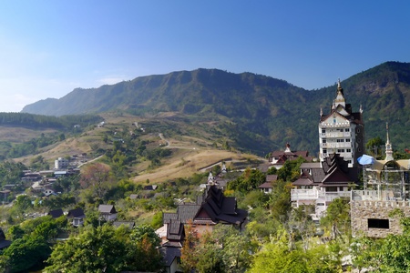 View of colorful thai temple.の写真素材
