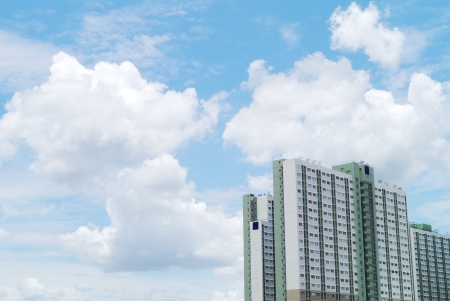 Building on summer blue sky.