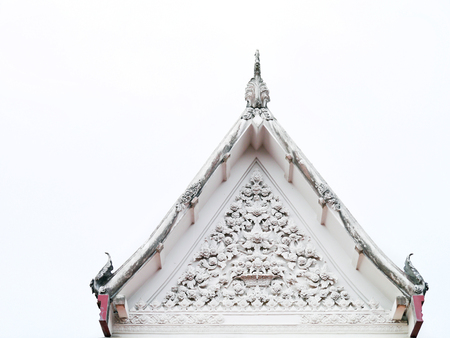 Gable of thai temple white background.の写真素材