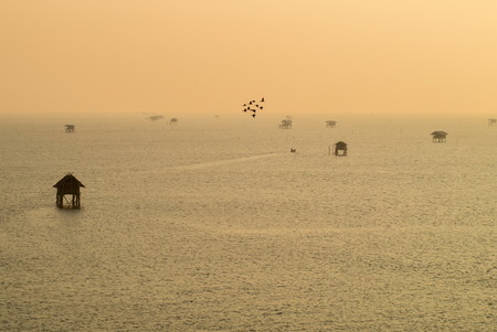 Morning at Bangtaboon bay fisherman village Thailand.の写真素材