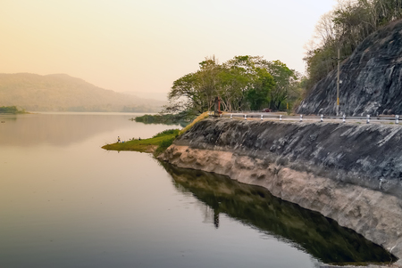 landscape view in Dam thailand on twilight.の写真素材