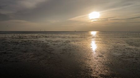 Twilight sea in Bangpoo Thailand.の写真素材