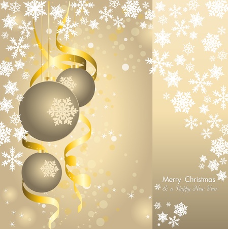 merry christmas elegant gold background with baublesのイラスト素材