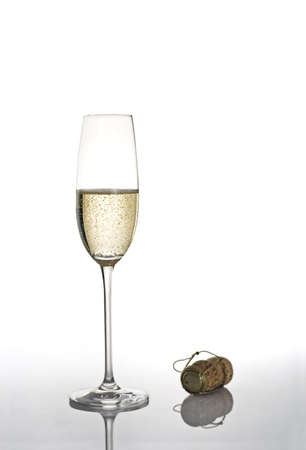 Champagne flute isolated over a white backgroundの写真素材