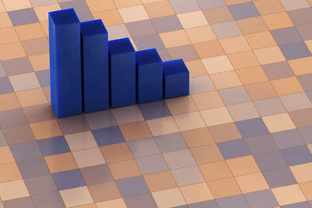 Bar chart over a colored tiled background. This is a 3D rendered picture.の写真素材