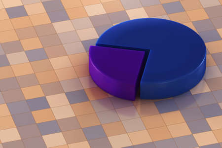 Pie chart over a colored tiled background. This is a 3D rendered picture.の写真素材