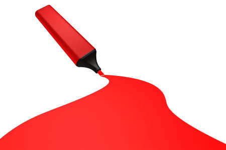 Highlighter pen drawing over a white background. This is a 3D rendered picture.の写真素材