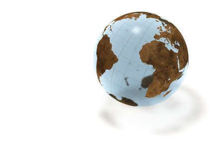 World crystal globe isolated over a white background. This is a 3D rendered picture.の写真素材