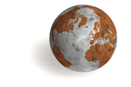 World globe isolated over a white background. This is a 3D rendered picture.の写真素材