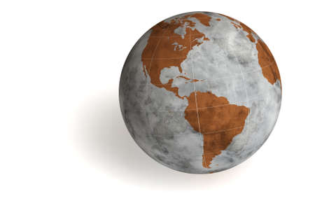 World globe isolated over a white background. This is a 3D rendered picture.の写真素材