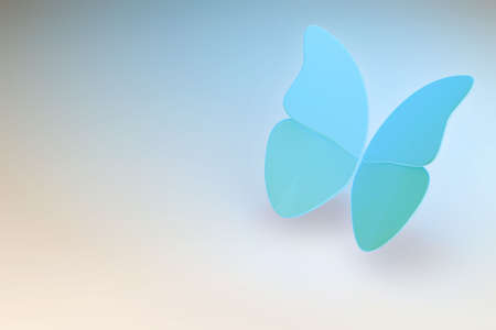 Simple colorful background with butterfly. This is a 3D rendered picture.の写真素材