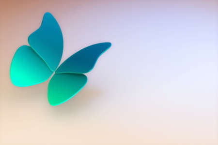 Simple colorful background with butterfly. This is a 3D rendered picture.の写真素材