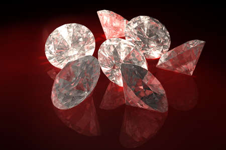 Sparkling diamonds over a black background. This is a 3D rendered picture.の写真素材