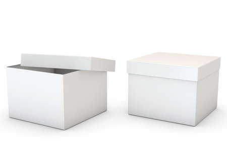 Two boxes isolated over a white backgroundの写真素材