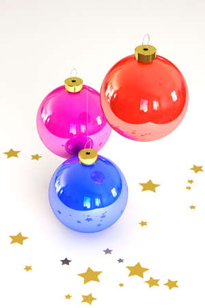 Colorful christmas balls isolated over a white background.の写真素材
