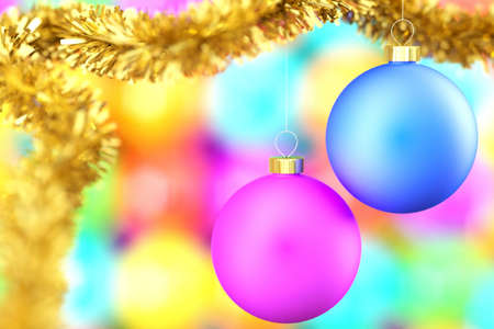 Colorful christmas balls over a blurred background.の写真素材