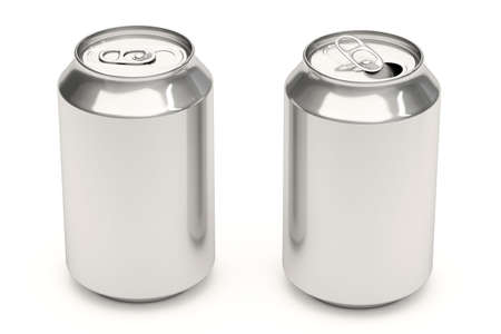 Aluminium soda cans isolated over a white background.の写真素材
