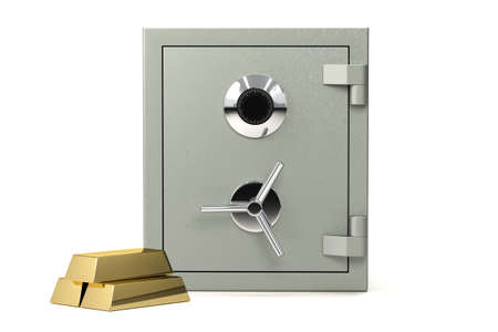 Bank safe isolated over a white background.の写真素材