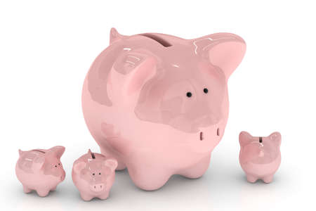 Piggy bank isolated over a white background.の写真素材
