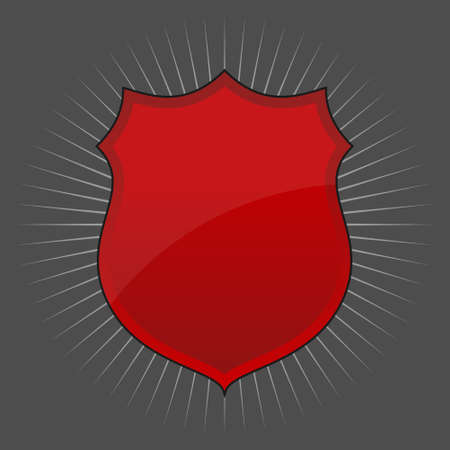 Glossy shield emblem over a gray background. Vector image.のイラスト素材