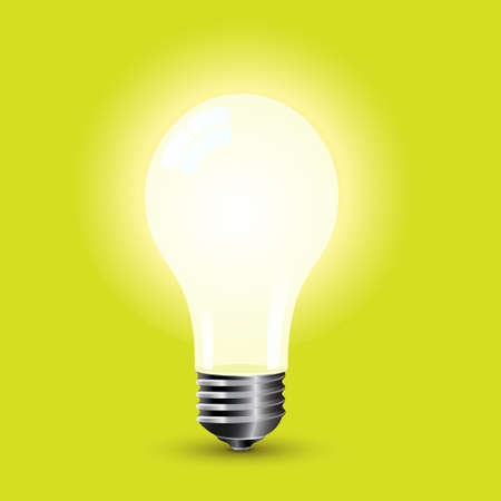 Bright light bulb standing on a green background.のイラスト素材