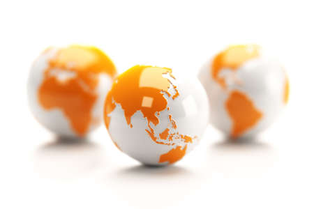 Earth globes isolated over a white background.のeditorial素材