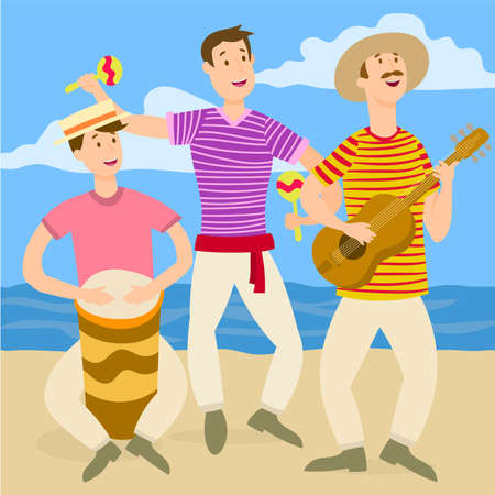 Musical trio on the beachのイラスト素材
