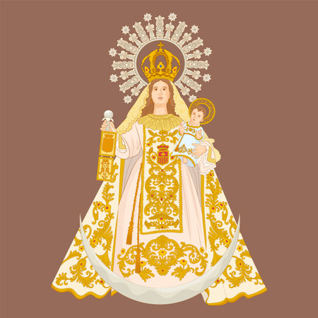 Virgin Mary with baby Jesus, Our Lady of Mercyのイラスト素材