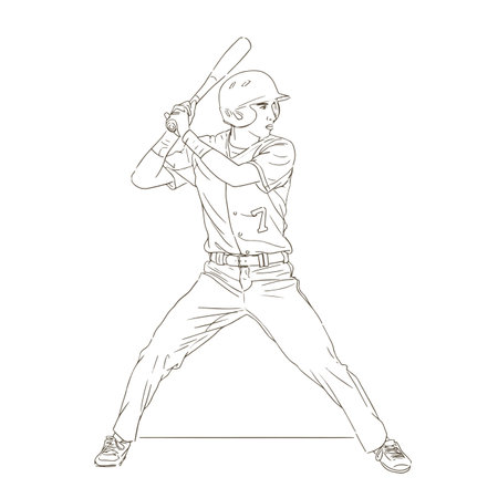Baseball player. sport themed poster sketch vector illustration.のイラスト素材