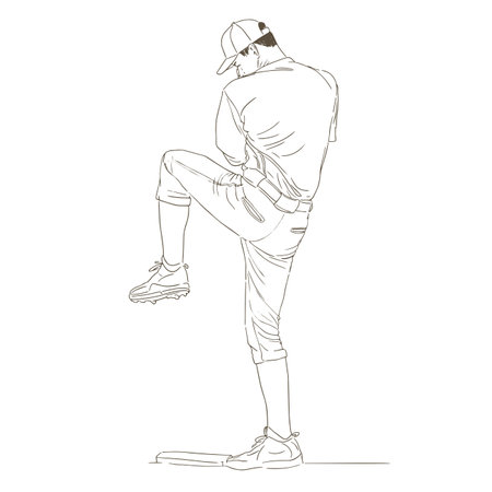 Baseball player. sport themed poster sketch vector illustration.のイラスト素材