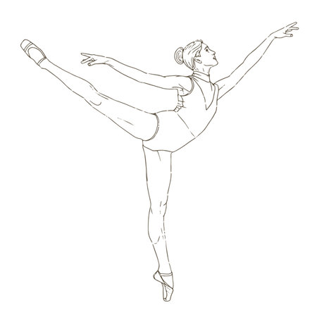 Hand drawn classical ballet performance. young women, black and white sketch illustrationのイラスト素材