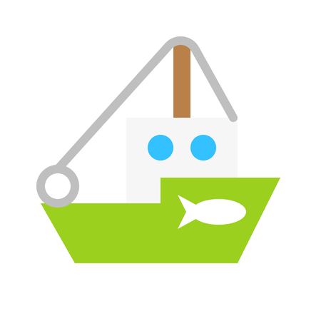 Fishing vessel vector illustration, Watercraft flat design iconのイラスト素材