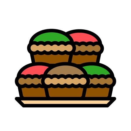 Cupcake vector, Chirstmas menu filled design editable outline iconのイラスト素材